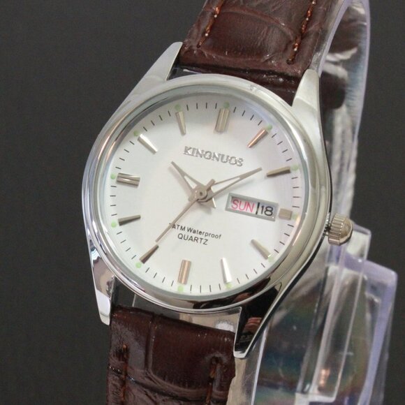 Women\'s Contemporary Dress Watch Silver With Brown Strap 28mm main image 8